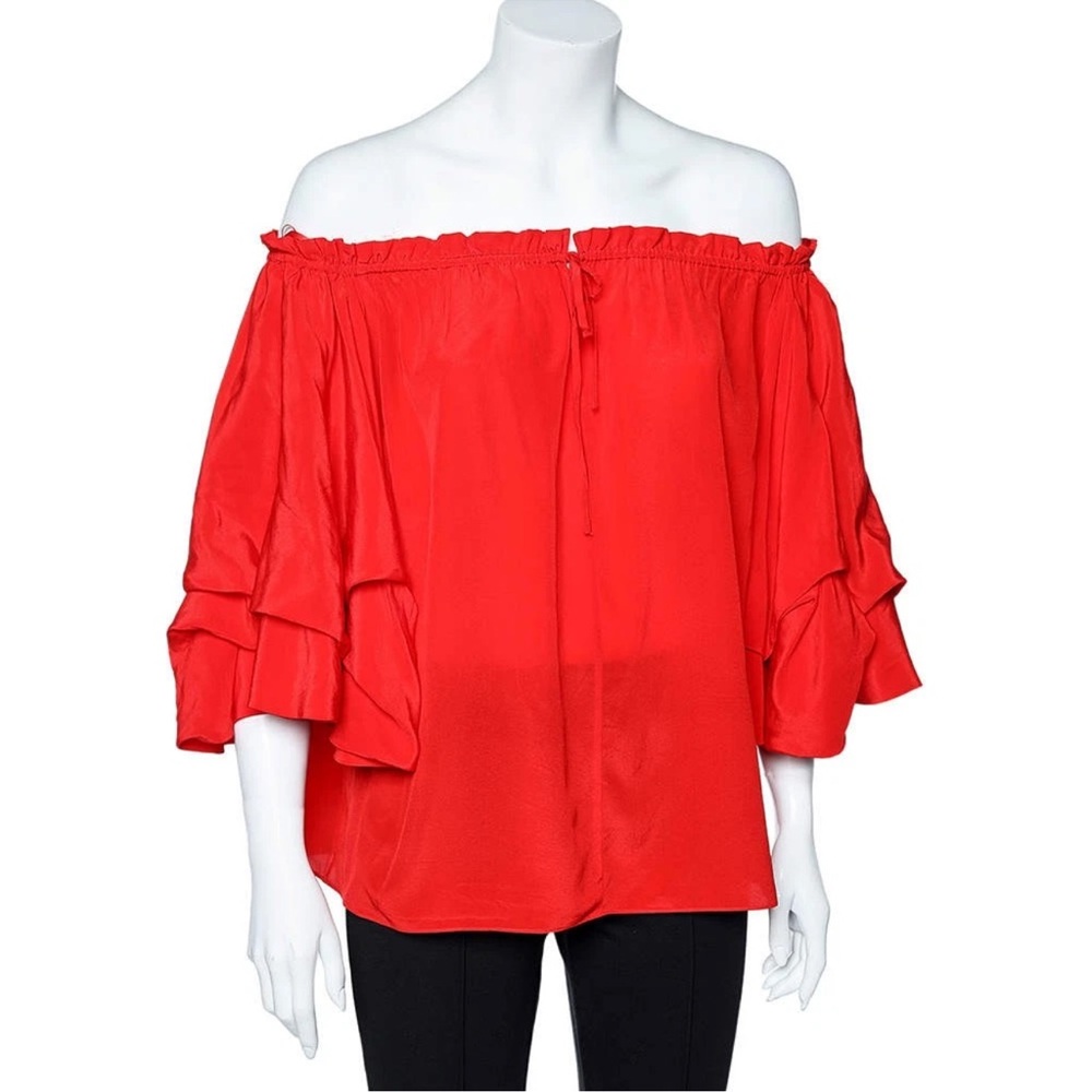 Diane Von Furstenberg Silk Off the Shoulder Ted Blouse Sz Sm